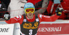Fifth placed Christof Innerhofer of Italy reacts in finish of the men super-g race of Audi FIS Alpine skiing World cup in Val Gardena, Italy. Men super-g race of Audi FIS Alpine skiing World cup season 2014-2015, was held on Saturday, 20th of December 2014 on famous Saslong course in Val Gardena, Italy.
