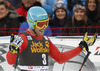 Fifth placed Christof Innerhofer of Italy reacts in finish of the men super-g race of Audi FIS Alpine skiing World cup in Val Gardena, Italy. Men super-g race of Audi FIS Alpine skiing World cup season 2014-2015, was held on Saturday, 20th of December 2014 on famous Saslong course in Val Gardena, Italy.
