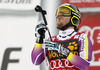 Winner Kjetil Jansrud of Norway reacts in finish of the men super-g race of Audi FIS Alpine skiing World cup in Val Gardena, Italy. Men super-g race of Audi FIS Alpine skiing World cup season 2014-2015, was held on Saturday, 20th of December 2014 on famous Saslong course in Val Gardena, Italy.
