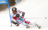 Victor Muffat-Jeandet of France skiing in the first run of the men giant slalom race of Audi FIS Alpine skiing World cup in Alta Badia, Italy. Men giant slalom race of Audi FIS Alpine skiing World cup season 2014-2015, was held on Sunday, 21st of December 2014 on Gran Risa course in Alta Badia, Italy.
