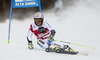 Justin Murisier of Switzerland skiing in the first run of the men giant slalom race of Audi FIS Alpine skiing World cup in Alta Badia, Italy. Men giant slalom race of Audi FIS Alpine skiing World cup season 2014-2015, was held on Sunday, 21st of December 2014 on Gran Risa course in Alta Badia, Italy.
