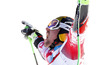 Winner Marcel Hirscher of Austria reacts in finish of the second run of the men giant slalom race of Audi FIS Alpine skiing World cup in Alta Badia, Italy. Men giant slalom race of Audi FIS Alpine skiing World cup season 2014-2015, was held on Sunday, 21st of December 2014 on Gran Risa course in Alta Badia, Italy.
