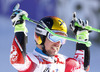 Winner Marcel Hirscher of Austria reacts in finish of the second run of the men giant slalom race of Audi FIS Alpine skiing World cup in Alta Badia, Italy. Men giant slalom race of Audi FIS Alpine skiing World cup season 2014-2015, was held on Sunday, 21st of December 2014 on Gran Risa course in Alta Badia, Italy.
