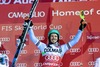 Winner Felix Neureuther of Germany celebrates on Podium after men Madonna di Campiglio Slalom of the FIS Ski Alpine World Cup at the Canalone Miramonti in Madonna di Campiglio, Italy on 2014/12/22.
