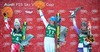 Second placed Anna Fenninger of Austria, Winner Sara Hector of Sweden and third placed Mikaela Shiffrin of the USA celebrates on Podium during the award ceremony afterLadies Giant Slalom of the Kuehtai FIS Ski Alpine World Cup at the Hohe Mut Course in Kuehtai, Austria on 2014/12/28.
