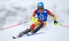 Erin Mielzynski of Canada in action during 1st run of Ladies Slalom of the Kuehtai FIS Ski Alpine World Cup at the Hohe Mut Course in Kuehtai, Austria on 2014/12/29.
