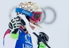 Michelle Gisin of Switzerland reacts after 2nd run of Ladies Giant Slalom of the Kuehtai FIS Ski Alpine World Cup at the Hohe Mut Course in Kuehtai, Austria on 2014/12/29.
