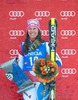 Third placed Wendy Holdener of Switzerland celebrates on Podium during the award ceremony after Ladies Giant Slalom of the Kuehtai FIS Ski Alpine World Cup at the Hohe Mut Course in Kuehtai, Austria on 2014/12/29.
