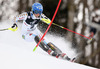 Maria Pietilae-Holmner of Sweden skiing in the first run of the women slalom race of Audi FIS Alpine skiing World cup on Sljeme above Zagreb, Croatia. Women Snow Queen Trophy slalom race of Audi FIS Alpine skiing World cup season 2014-2015, was held on Sunday, 4th of January 2015 on Sljeme above Zagreb, Croatia.
