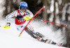 Frida Hansdotter of Sweden skiing in the first run of the women slalom race of Audi FIS Alpine skiing World cup on Sljeme above Zagreb, Croatia. Women Snow Queen Trophy slalom race of Audi FIS Alpine skiing World cup season 2014-2015, was held on Sunday, 4th of January 2015 on Sljeme above Zagreb, Croatia.
