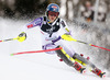 Mikaela Shiffrin of USA skiing in the first run of the women slalom race of Audi FIS Alpine skiing World cup on Sljeme above Zagreb, Croatia. Women Snow Queen Trophy slalom race of Audi FIS Alpine skiing World cup season 2014-2015, was held on Sunday, 4th of January 2015 on Sljeme above Zagreb, Croatia.
