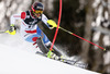 Wendy Holdener of Switzerland skiing in the first run of the women slalom race of Audi FIS Alpine skiing World cup on Sljeme above Zagreb, Croatia. Women Snow Queen Trophy slalom race of Audi FIS Alpine skiing World cup season 2014-2015, was held on Sunday, 4th of January 2015 on Sljeme above Zagreb, Croatia.
