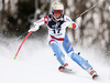 Michelle Gisin of Switzerland skiing in the first run of the women slalom race of Audi FIS Alpine skiing World cup on Sljeme above Zagreb, Croatia. Women Snow Queen Trophy slalom race of Audi FIS Alpine skiing World cup season 2014-2015, was held on Sunday, 4th of January 2015 on Sljeme above Zagreb, Croatia.
