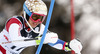 Michelle Gisin of Switzerland skiing in the first run of the women slalom race of Audi FIS Alpine skiing World cup on Sljeme above Zagreb, Croatia. Women Snow Queen Trophy slalom race of Audi FIS Alpine skiing World cup season 2014-2015, was held on Sunday, 4th of January 2015 on Sljeme above Zagreb, Croatia.
