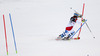 Michelle Gisin of Switzerland skiing in the first run of the women slalom race of Audi FIS Alpine skiing World cup on Sljeme above Zagreb, Croatia. Women Snow Queen Trophy slalom race of Audi FIS Alpine skiing World cup season 2014-2015, was held on Sunday, 4th of January 2015 on Sljeme above Zagreb, Croatia.
