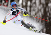 Nathalie Eklund of Sweden skiing in the first run of the women slalom race of Audi FIS Alpine skiing World cup on Sljeme above Zagreb, Croatia. Women Snow Queen Trophy slalom race of Audi FIS Alpine skiing World cup season 2014-2015, was held on Sunday, 4th of January 2015 on Sljeme above Zagreb, Croatia.
