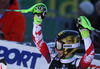 Second placed Kathrin Zettel of Austria reacts in the finish of the second run of the women slalom race of Audi FIS Alpine skiing World cup on Sljeme above Zagreb, Croatia. Women Snow Queen Trophy slalom race of Audi FIS Alpine skiing World cup season 2014-2015, was held on Sunday, 4th of January 2015 on Sljeme above Zagreb, Croatia.

