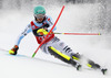 Felix Neureuther of Germany skiing in the first run of the men slalom race of Audi FIS Alpine skiing World cup on Sljeme above Zagreb, Croatia. Men Snow Queen Trophy slalom race of Audi FIS Alpine skiing World cup season 2014-2015, was held on Tuesday, 6th of January 2015 on Sljeme above Zagreb, Croatia.
