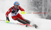 Stefano Gross of Italy skiing in the first run of the men slalom race of Audi FIS Alpine skiing World cup on Sljeme above Zagreb, Croatia. Men Snow Queen Trophy slalom race of Audi FIS Alpine skiing World cup season 2014-2015, was held on Tuesday, 6th of January 2015 on Sljeme above Zagreb, Croatia.
