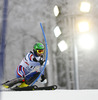 Alexander Khoroshilov of Russia skiing in the first run of the men slalom race of Audi FIS Alpine skiing World cup on Sljeme above Zagreb, Croatia. Men Snow Queen Trophy slalom race of Audi FIS Alpine skiing World cup season 2014-2015, was held on Tuesday, 6th of January 2015 on Sljeme above Zagreb, Croatia.
