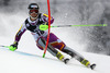 Sebastian-Foss Solevaag of Norway skiing in the first run of the men slalom race of Audi FIS Alpine skiing World cup on Sljeme above Zagreb, Croatia. Men Snow Queen Trophy slalom race of Audi FIS Alpine skiing World cup season 2014-2015, was held on Tuesday, 6th of January 2015 on Sljeme above Zagreb, Croatia.
