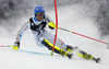 Anton Lahdenperae of Sweden skiing in the first run of the men slalom race of Audi FIS Alpine skiing World cup on Sljeme above Zagreb, Croatia. Men Snow Queen Trophy slalom race of Audi FIS Alpine skiing World cup season 2014-2015, was held on Tuesday, 6th of January 2015 on Sljeme above Zagreb, Croatia.
