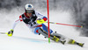 Daniel Yule of Switzerland skiing in the first run of the men slalom race of Audi FIS Alpine skiing World cup on Sljeme above Zagreb, Croatia. Men Snow Queen Trophy slalom race of Audi FIS Alpine skiing World cup season 2014-2015, was held on Tuesday, 6th of January 2015 on Sljeme above Zagreb, Croatia.
