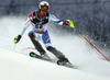 Reto Schmidiger of Switzerland skiing in the first run of the men slalom race of Audi FIS Alpine skiing World cup on Sljeme above Zagreb, Croatia. Men Snow Queen Trophy slalom race of Audi FIS Alpine skiing World cup season 2014-2015, was held on Tuesday, 6th of January 2015 on Sljeme above Zagreb, Croatia.
