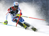 Bernhard Niederberger of Switzerland skiing in the first run of the men slalom race of Audi FIS Alpine skiing World cup on Sljeme above Zagreb, Croatia. Men Snow Queen Trophy slalom race of Audi FIS Alpine skiing World cup season 2014-2015, was held on Tuesday, 6th of January 2015 on Sljeme above Zagreb, Croatia.
