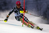 Joonas Rasanen of Finland skiing in the first run of the men slalom race of Audi FIS Alpine skiing World cup on Sljeme above Zagreb, Croatia. Men Snow Queen Trophy slalom race of Audi FIS Alpine skiing World cup season 2014-2015, was held on Tuesday, 6th of January 2015 on Sljeme above Zagreb, Croatia.
