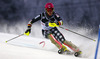 Joonas Rasanen of Finland skiing in the first run of the men slalom race of Audi FIS Alpine skiing World cup on Sljeme above Zagreb, Croatia. Men Snow Queen Trophy slalom race of Audi FIS Alpine skiing World cup season 2014-2015, was held on Tuesday, 6th of January 2015 on Sljeme above Zagreb, Croatia.

