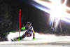 Third placed Sebastian-Foss Solevaag of Norway skiing in the second run of the men slalom race of Audi FIS Alpine skiing World cup on Sljeme above Zagreb, Croatia. Men Snow Queen Trophy slalom race of Audi FIS Alpine skiing World cup season 2014-2015, was held on Tuesday, 6th of January 2015 on Sljeme above Zagreb, Croatia.
