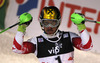 Winner Marcel Hirscher of Austria reacts in finish of the second run of the men slalom race of Audi FIS Alpine skiing World cup on Sljeme above Zagreb, Croatia. Men Snow Queen Trophy slalom race of Audi FIS Alpine skiing World cup season 2014-2015, was held on Tuesday, 6th of January 2015 on Sljeme above Zagreb, Croatia.
