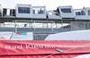 Wind destroyed finish area of the Women Audi FIS Alpine skiing World cup downhill race in Bad Kleinkirchheim, which was canceled due to strong wind gusts. Women Audi FIS Alpine skiing World cup downhill race should be held on the Franz Klammer Course in Bad Kleinkirchheim, Austria on 2015/01/10.
