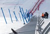 Wind destroyed finish area of the Women Audi FIS Alpine skiing World cup downhill race in Bad Kleinkirchheim, which was canceled due to strong wind gusts. Women Audi FIS Alpine skiing World cup downhill race should be held on the Franz Klammer Course in Bad Kleinkirchheim, Austria on 2015/01/10.
