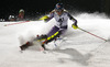 Mikaela Shiffrin of USA skiing in the first run of the women night slalom race of Audi FIS Alpine skiing World cup Flachau, Austria. Women night slalom race of Audi FIS Alpine skiing World cup season 2014-2015, was held on Tuesday, 13th of January 2015 in Flachau, Austria
