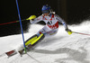 Frida Hansdotter of Sweden skiing in the first run of the women night slalom race of Audi FIS Alpine skiing World cup Flachau, Austria. Women night slalom race of Audi FIS Alpine skiing World cup season 2014-2015, was held on Tuesday, 13th of January 2015 in Flachau, Austria
