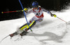 Frida Hansdotter of Sweden skiing in the first run of the women night slalom race of Audi FIS Alpine skiing World cup Flachau, Austria. Women night slalom race of Audi FIS Alpine skiing World cup season 2014-2015, was held on Tuesday, 13th of January 2015 in Flachau, Austria
