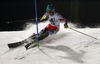 Carmen Thalmann of Austria skiing in the first run of the women night slalom race of Audi FIS Alpine skiing World cup Flachau, Austria. Women night slalom race of Audi FIS Alpine skiing World cup season 2014-2015, was held on Tuesday, 13th of January 2015 in Flachau, Austria
