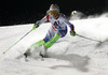 Denise Feierabend of Switzerland skiing in the first run of the women night slalom race of Audi FIS Alpine skiing World cup Flachau, Austria. Women night slalom race of Audi FIS Alpine skiing World cup season 2014-2015, was held on Tuesday, 13th of January 2015 in Flachau, Austria
