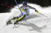 Emelie Wikstroem of Sweden skiing in the first run of the women night slalom race of Audi FIS Alpine skiing World cup Flachau, Austria. Women night slalom race of Audi FIS Alpine skiing World cup season 2014-2015, was held on Tuesday, 13th of January 2015 in Flachau, Austria
