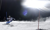 Michelle Gisin of Switzerland skiing in the first run of the women night slalom race of Audi FIS Alpine skiing World cup Flachau, Austria. Women night slalom race of Audi FIS Alpine skiing World cup season 2014-2015, was held on Tuesday, 13th of January 2015 in Flachau, Austria
