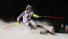 Mikaela Shiffrin of USA skiing in the first run of the women night slalom race of Audi FIS Alpine skiing World cup Flachau, Austria. Women night slalom race of Audi FIS Alpine skiing World cup season 2014-2015, was held on Tuesday, 13th of January 2015 in Flachau, Austria
