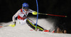 Frida Hansdotter of Sweden skiing in the first run of the women night slalom race of Audi FIS Alpine skiing World cup Flachau, Austria. Women night slalom race of Audi FIS Alpine skiing World cup season 2014-2015, was held on Tuesday, 13th of January 2015 in Flachau, Austria
