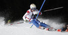 Michelle Gisin of Switzerland skiing in the first run of the women night slalom race of Audi FIS Alpine skiing World cup Flachau, Austria. Women night slalom race of Audi FIS Alpine skiing World cup season 2014-2015, was held on Tuesday, 13th of January 2015 in Flachau, Austria
