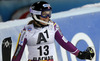 Sixth placed Nina Loeseth of Norway reacts in finish of the second run of the women night slalom race of Audi FIS Alpine skiing World cup Flachau, Austria. Women night slalom race of Audi FIS Alpine skiing World cup season 2014-2015, was held on Tuesday, 13th of January 2015 in Flachau, Austria
