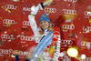 Winner Frida Hansdotter of Sweden celebrates her victory in the women night slalom race of Audi FIS Alpine skiing World cup Flachau, Austria. Women night slalom race of Audi FIS Alpine skiing World cup season 2014-2015, was held on Tuesday, 13th of January 2015 in Flachau, Austria
