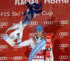 Winner Frida Hansdotter of Sweden celebrates her victory in the women night slalom race of Audi FIS Alpine skiing World cup Flachau, Austria. Women night slalom race of Audi FIS Alpine skiing World cup season 2014-2015, was held on Tuesday, 13th of January 2015 in Flachau, Austria
