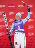 3rd placed Viktoria Rebensburg of Germany Celebrate on Podium during the award ceremony for the ladies Downhill of the Cortina FIS Ski Alpine World Cup at the Olympia delle Tofane course in Cortina d Ampezzo, Italy on 2015/01/16.
