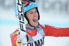 3rd placed Daniela Merighetti of Italy reacts after her run of the ladies Downhill of the Cortina FIS Ski Alpine World Cup at the Olympia delle Tofane course in Cortina d Ampezzo, Italy on 2015/01/18.
